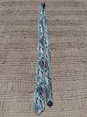Ben Sherman Men’s Teal and Black Slim Paisley Tie